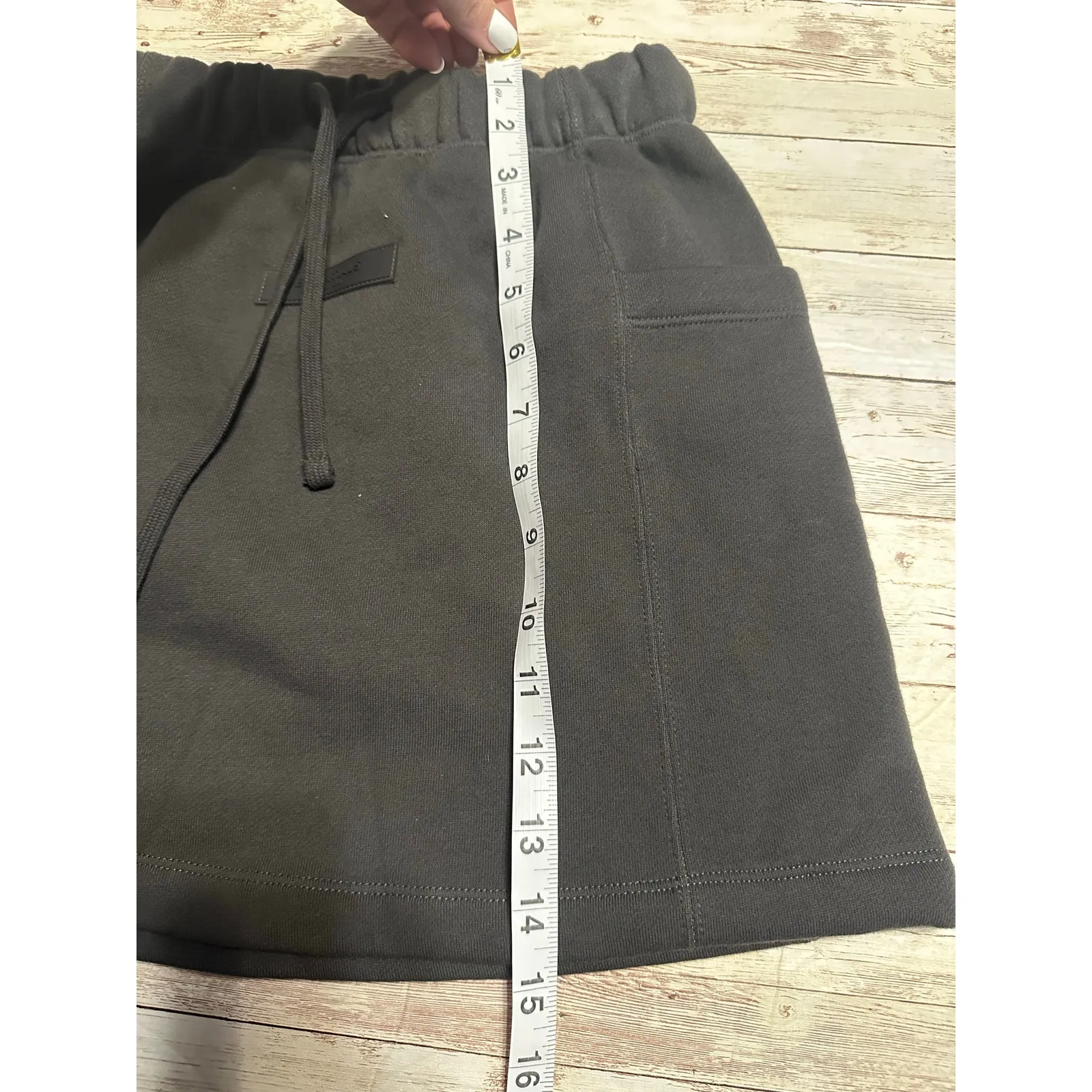 Essentials Fear of God Fleece Mini Skirt Size XS Charcoal Gray Cargo Drawstring - Image 7