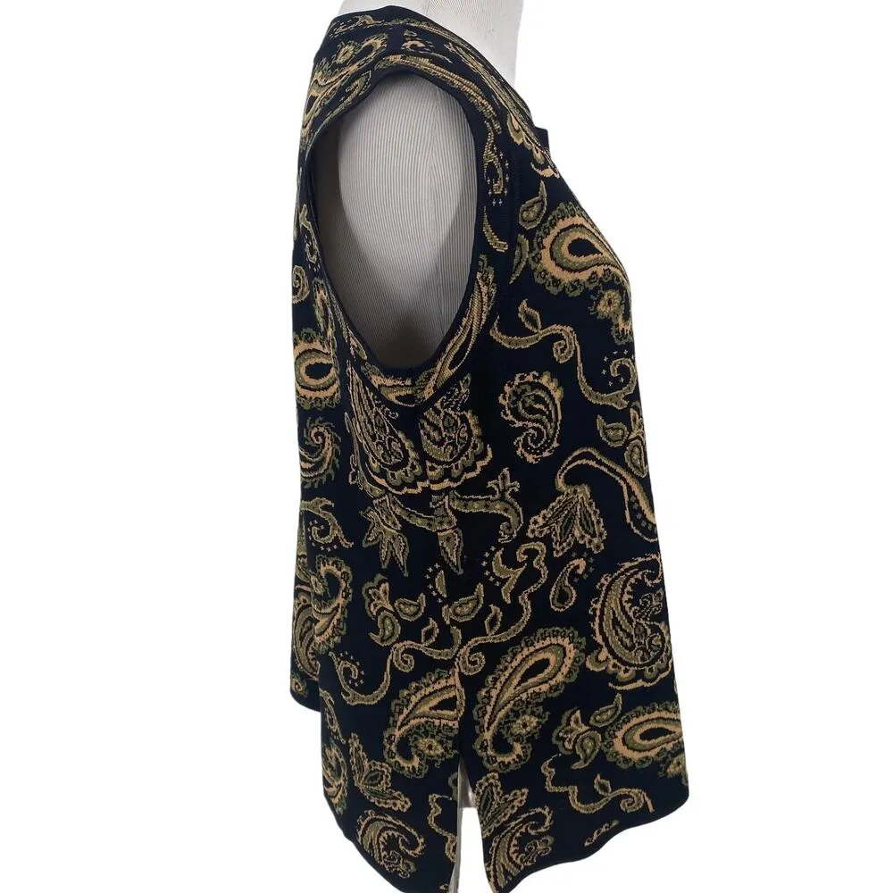 Misook Paisley Knit Shell Tank Sleeveless Size Medium - Image 5