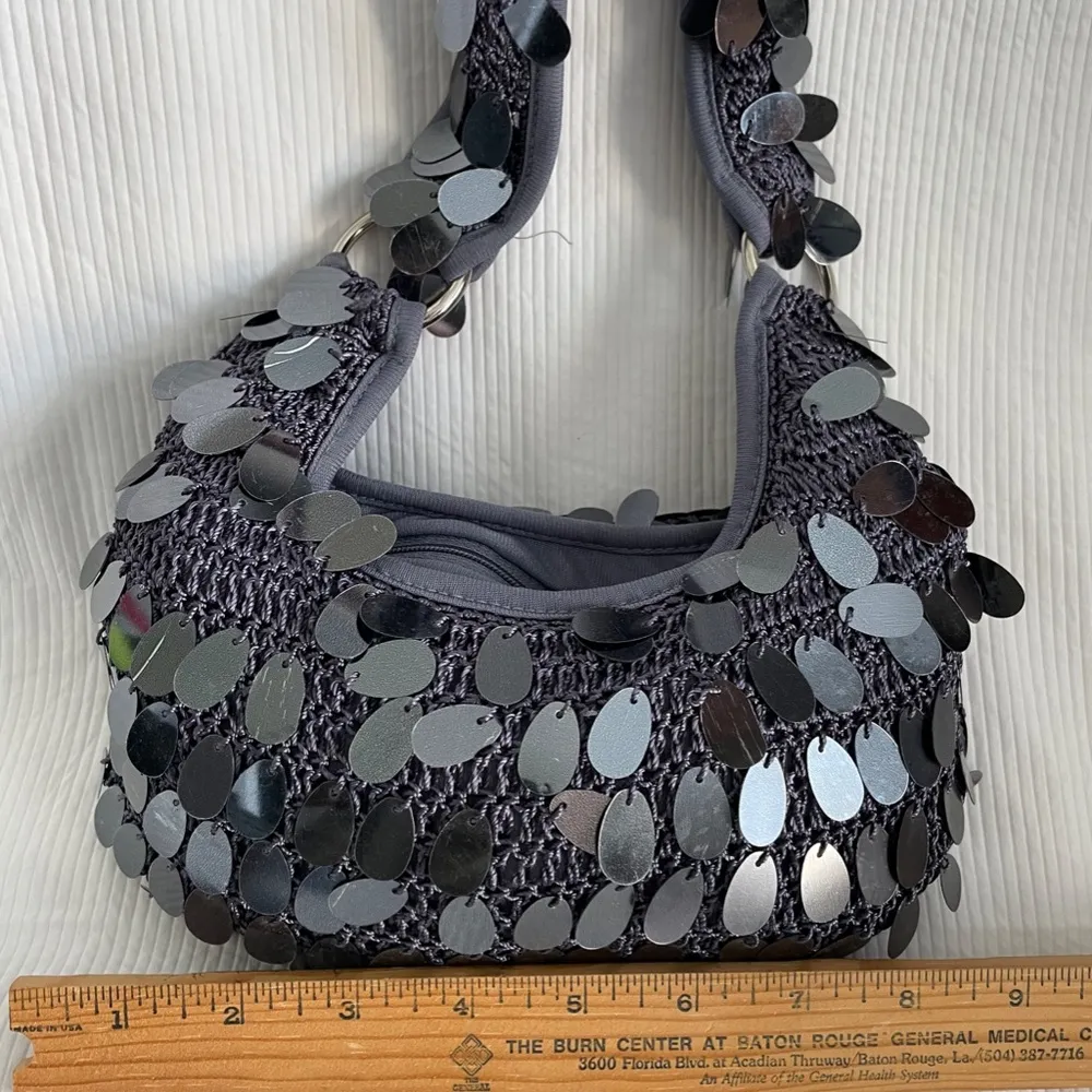 Small Dressy Sequin and fabric handbag - Image 4