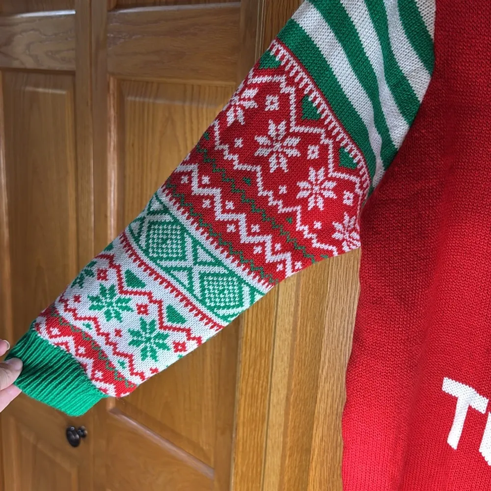 No Boundaries Christmas Too Cute To Be Naughty Rudolph Red Sweater Juniors XXXL - Image 5