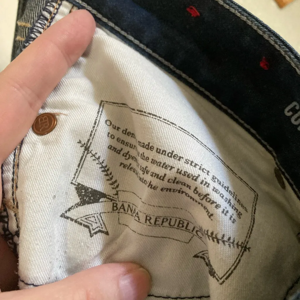 Banana Republic Dark Wash Curvy Bootcut Zip Up Blue Denim Jeans A208 - Image 4