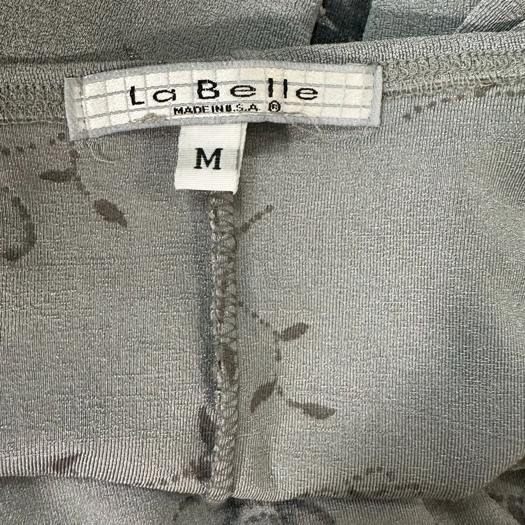 Y2K La Belle Gray Floral Glitter Slip Dress – Made in USA – Size M Silver Size M - Image 5
