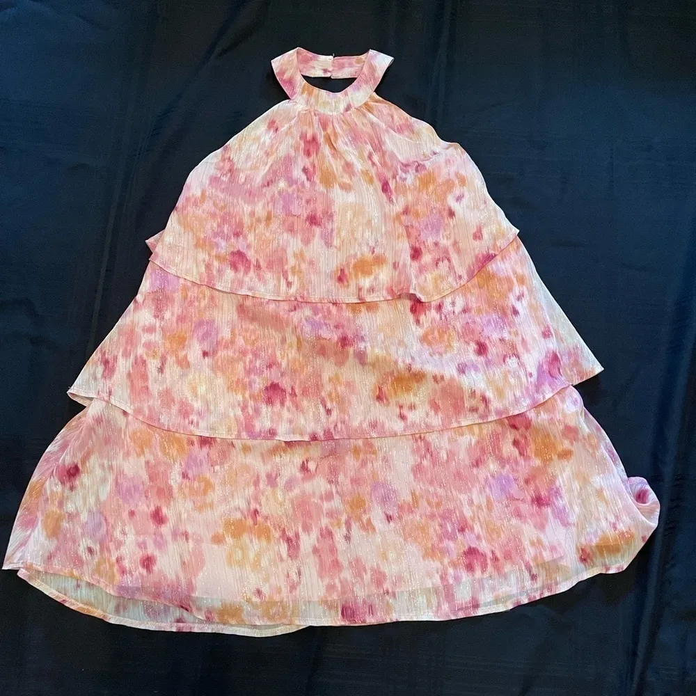 Andthewhy pink chiffon halter tiered dress. NWT - Image 3