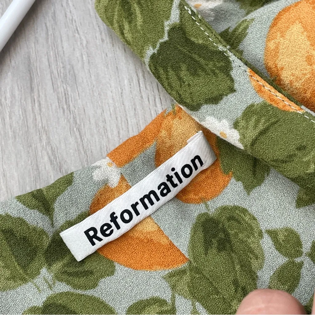 Reformation Fruit Dress marlowe oranges print womens Green small date night chic - Image 2