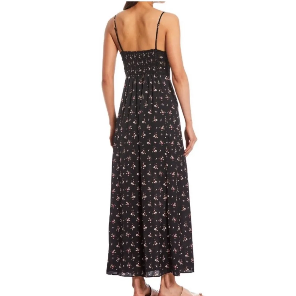 Free People Black and Pink Floral Lace Maxi Dress - Image 3
