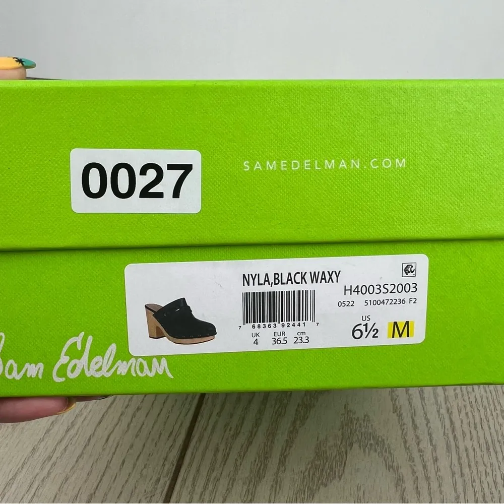 Sam Edelman Women's Nyla Studded Embellished Buckled Clogs 6.5 Black Waxy $140 - Image 8