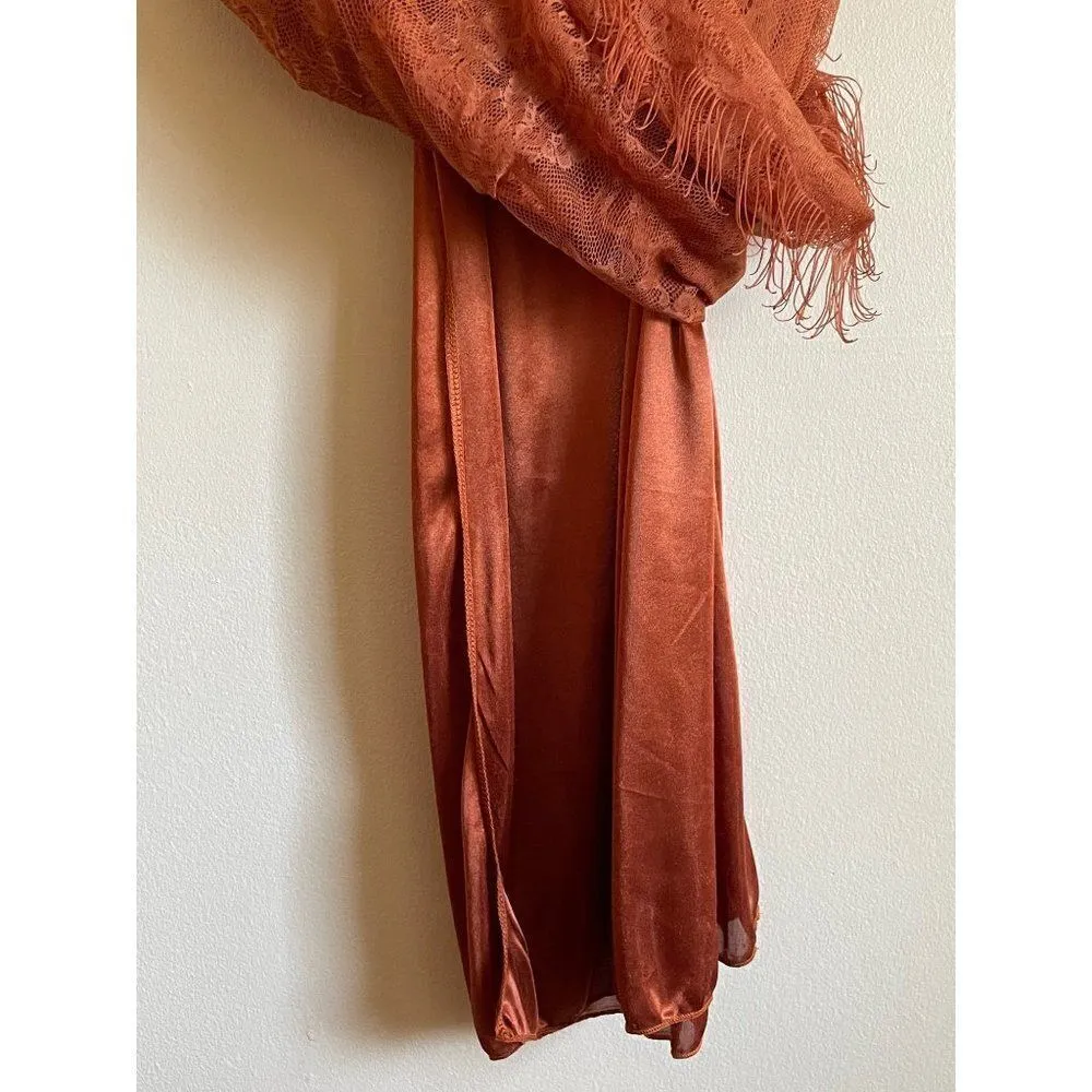Lush womens rust layered fringe dress XS - Image 4
