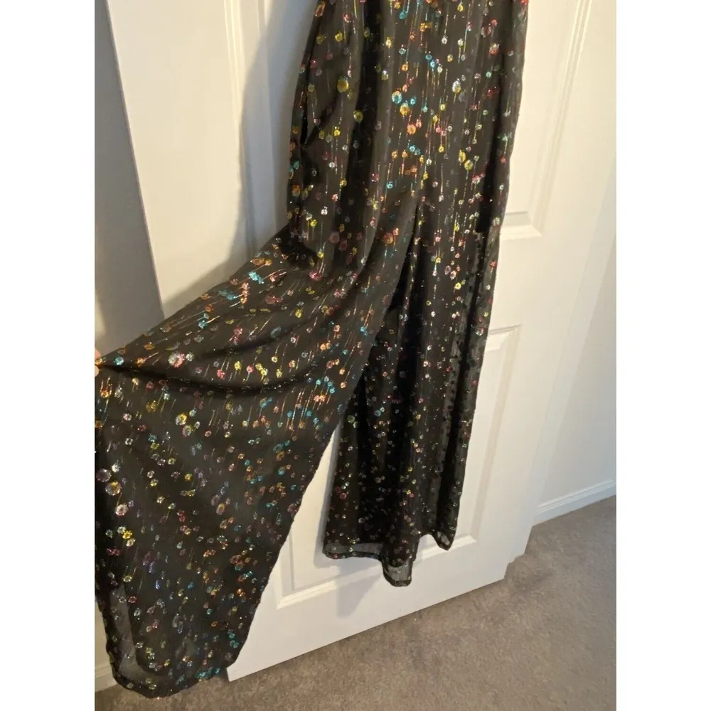 Anthropologie Eva Franco Edita Jumpsuit Metallic Dots w/Pockets Size 2 (no belt) - Image 4