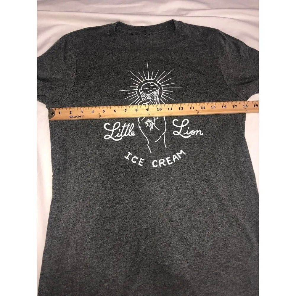 Little Lion Ice Cream Tee Womens Size Medium Gray Fitted Short Sleeve Graphic - Image 4