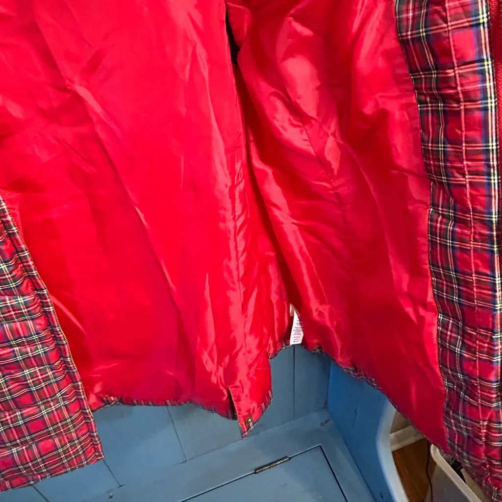 Talbots Women's Vibrant Red Tartan Plaid Quilted Vest | Size 1X - Image 4