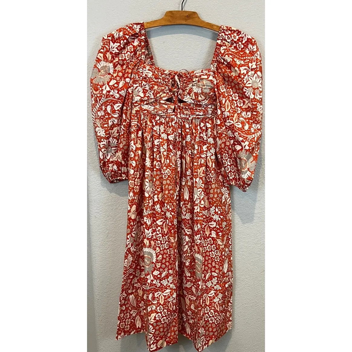 ULLA JOHNSON Alessa Floral Balloon Sleeve Cotton Midi Dress Size 0 - Image 14