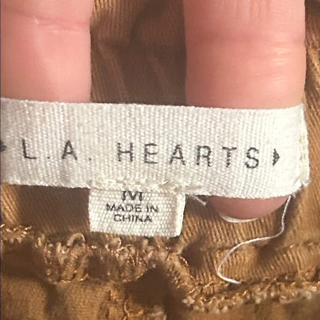 LA Hears Tan Cargo Shorts with Relaxed Fit Paper Bag Waist - Image 4