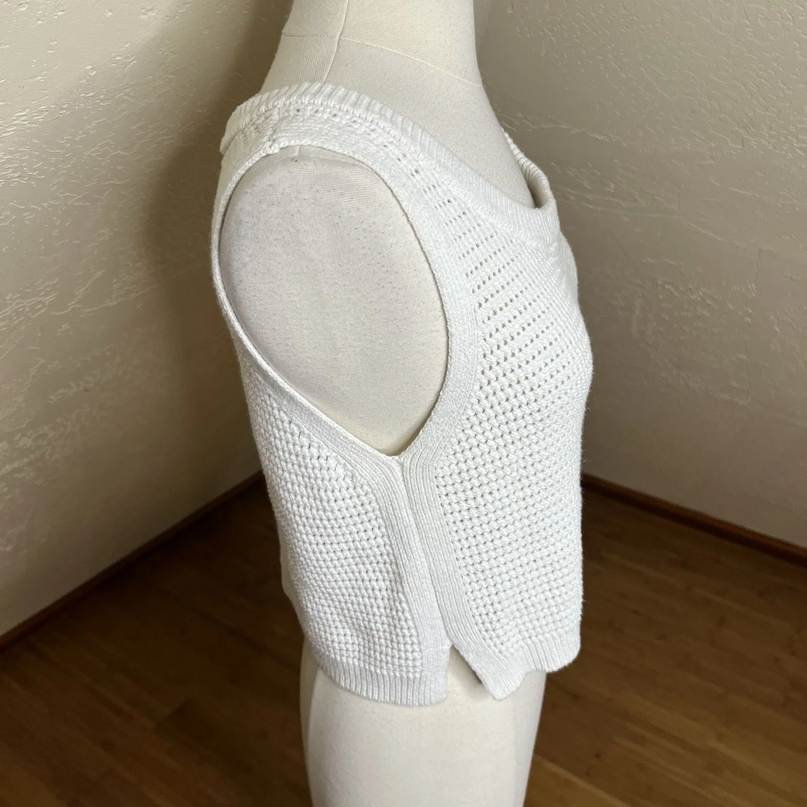 Lulus Sweater Tank Top Womens Large White Loose Knit Cropped Relax Fit Boho - Image 6