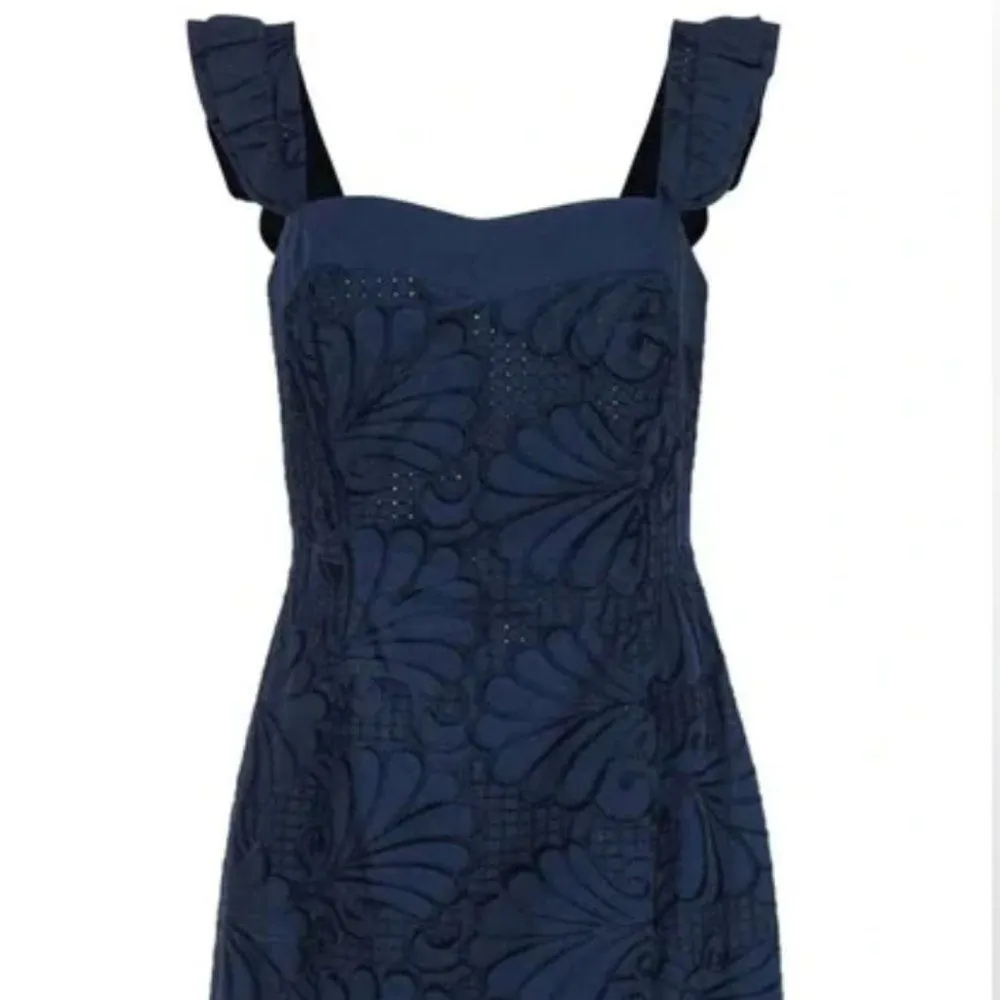 LILLY PULITZER A Dollop of Scallop Eyelet Sarafina Shift Dress, Navy, Size 2 - Image 2