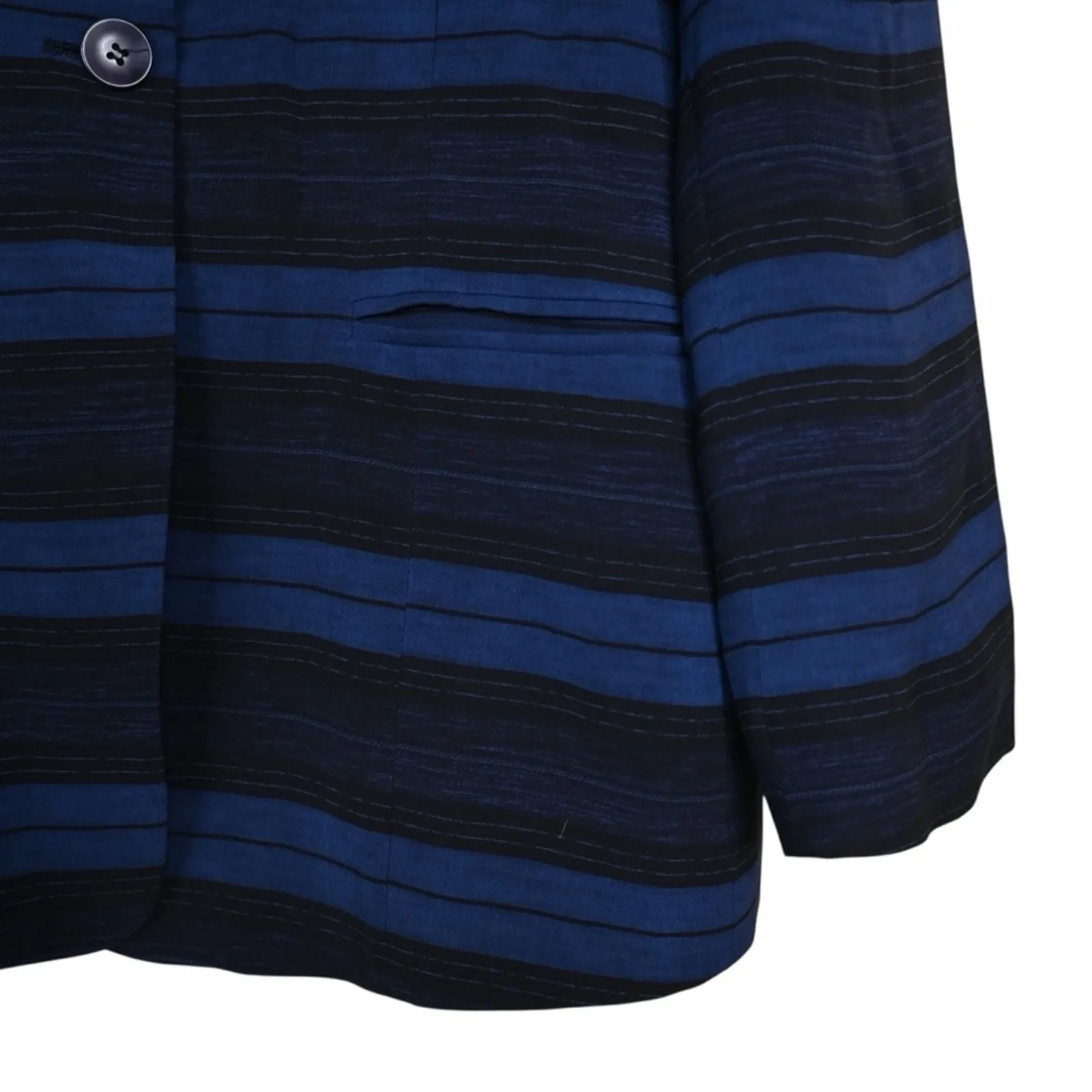 Jones New York Womens 14 Blue Black Button Front Silk Blazer - Image 5