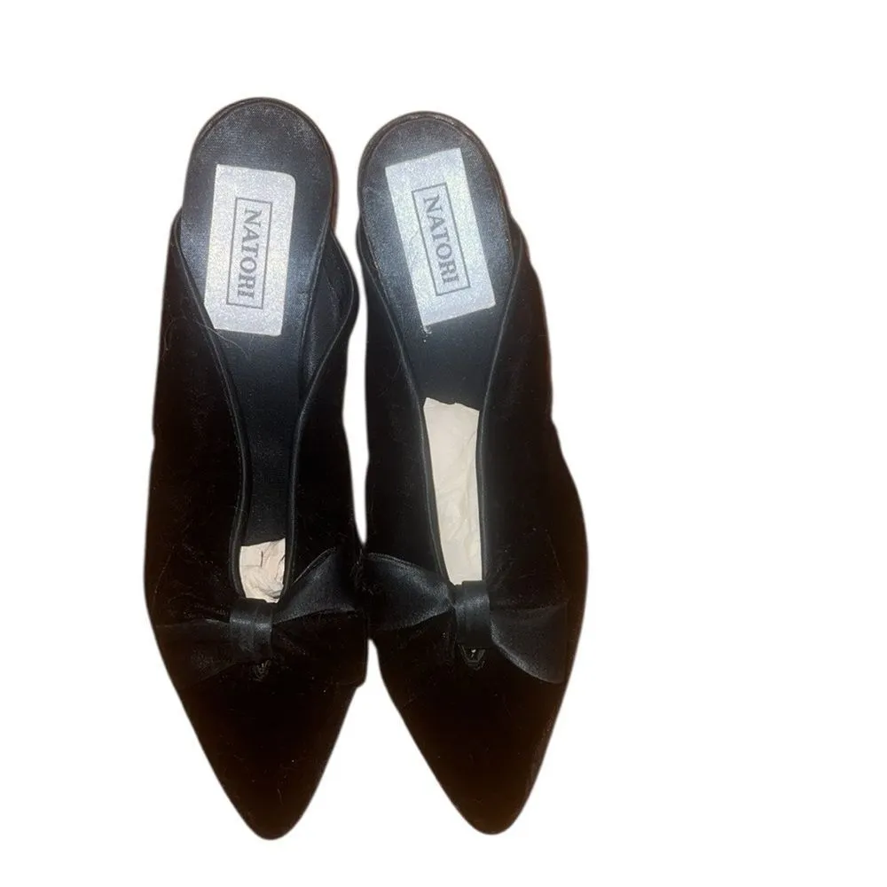 Natori Women's Black Velvet Mules Size 6 - Image 2