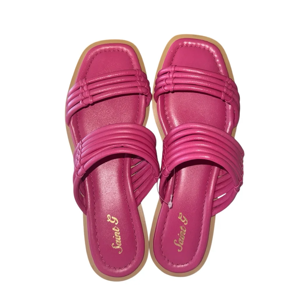NEW Saint G Zoya Hot Pink Sandals Slip On Leather Size 11 - Image 5