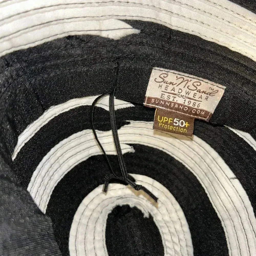 Sun N Sand Women's Black White Striped Beach Sun‎ Hat UPF 50+ Sun Protection - Image 4