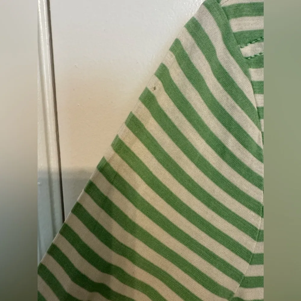Tory Burch  Green Stripes Silk & Cotton Top 3/4 Sleeves Blouse size S - Image 8