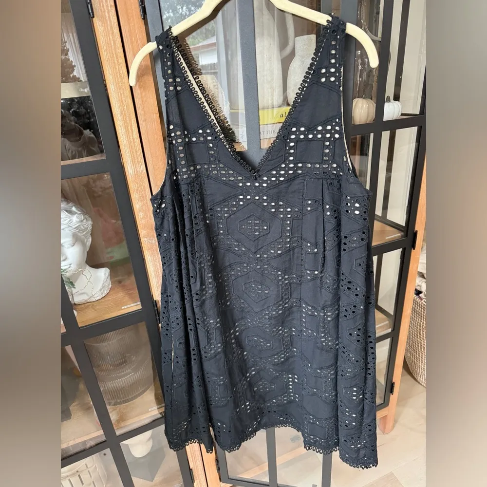 Maeve eyelet dress vneck swing pockets loose pleated embroidered anthropologie - Image 6