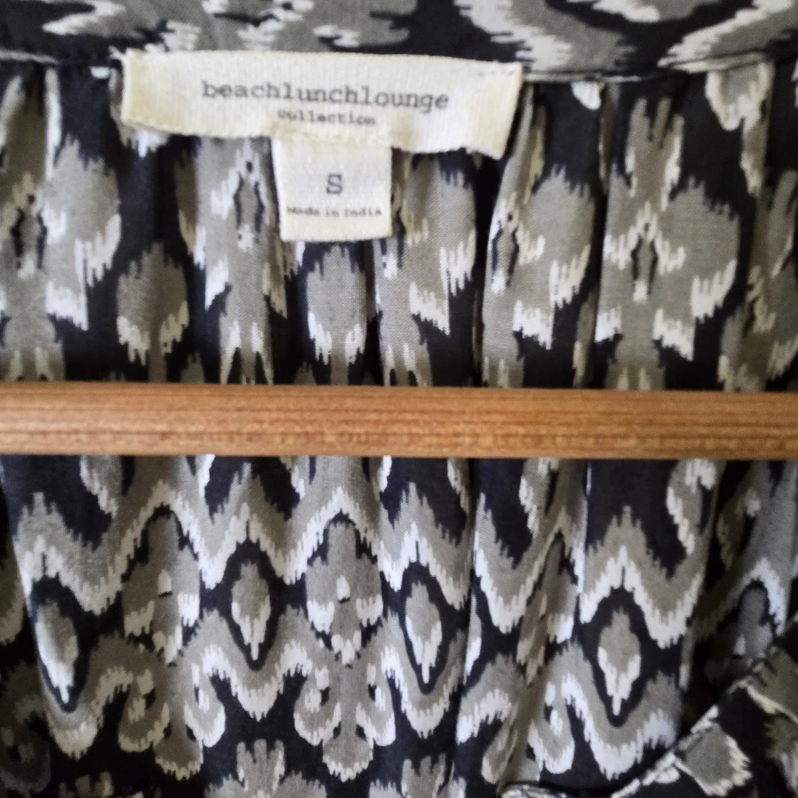 Beach Lunch Lounge Small Ikat Blouse Peasant Top Boho Festival Rayon‎ - Image 3