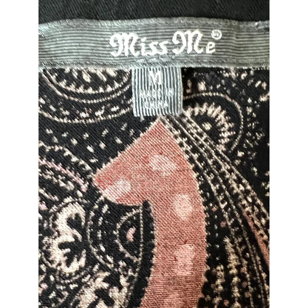 Miss Me womens size M dress knee length paisley browm/black crochet lace up - Image 5