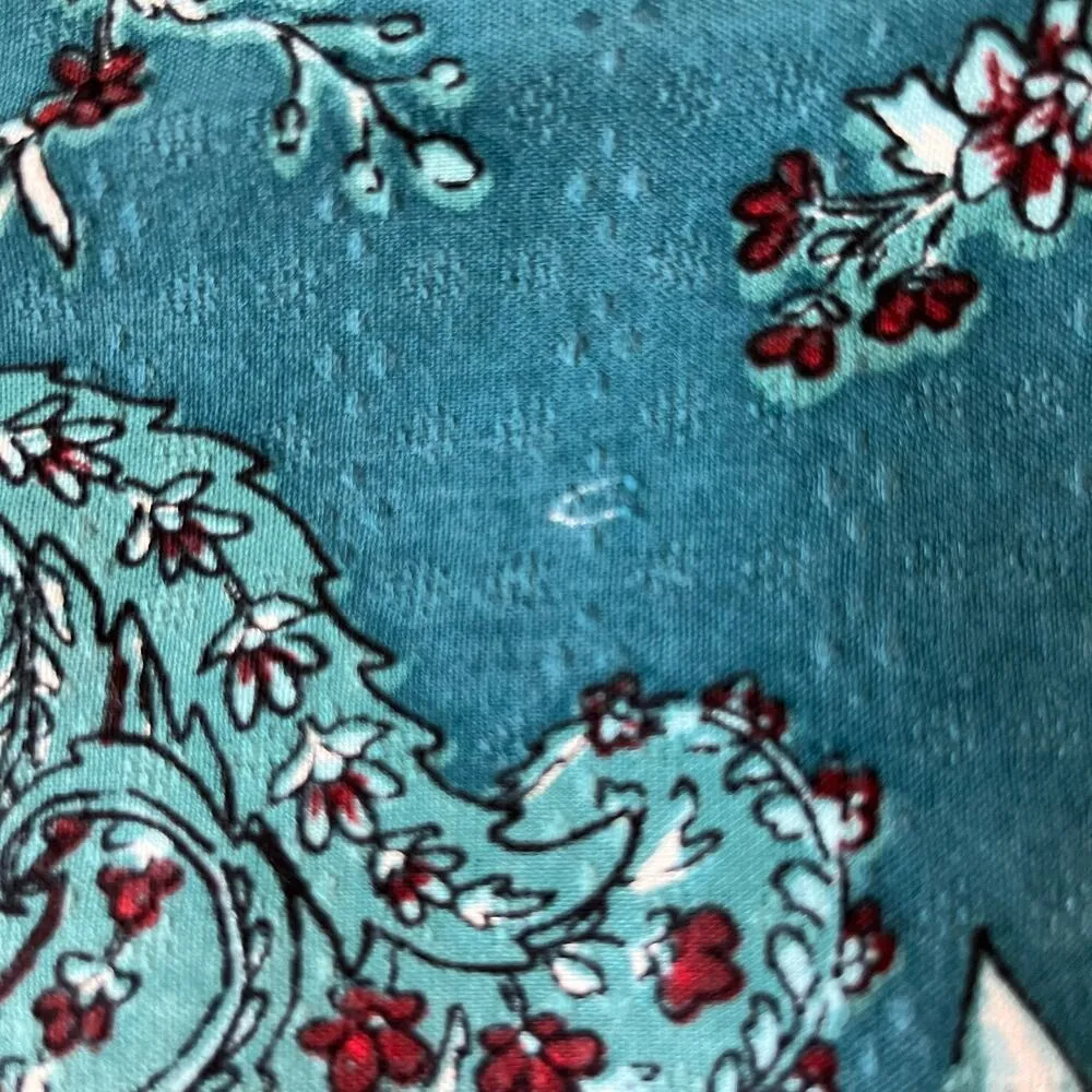 Band Of The Free Deep Teal Floral Celene Layered Smocked Midi Skirt Medium NWT - Image 15