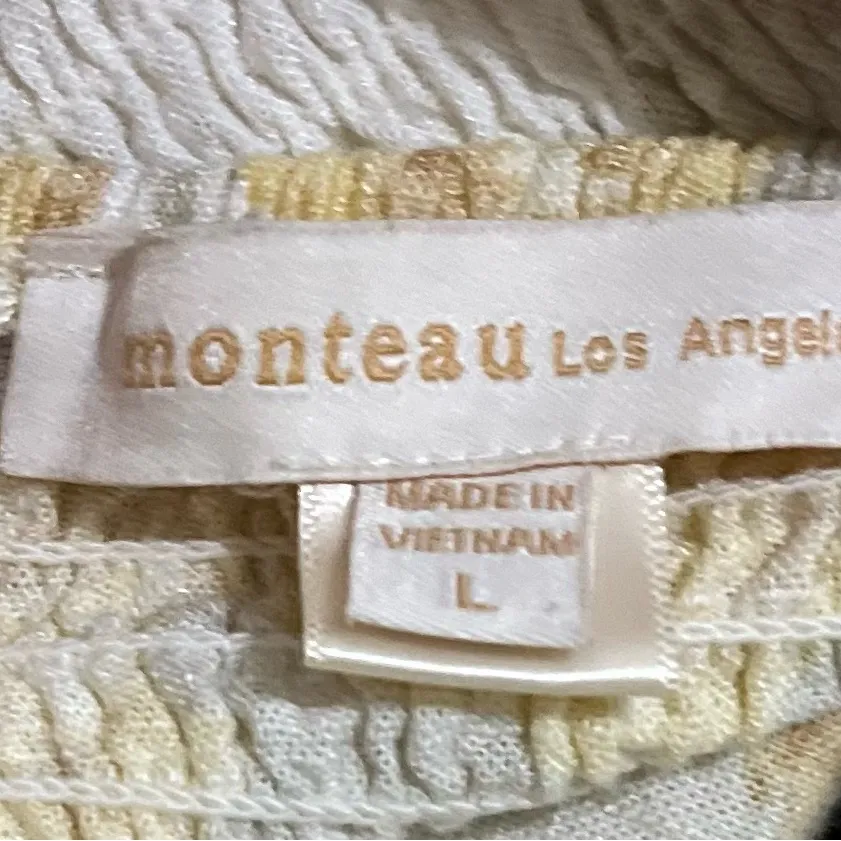 Monteau Yellow and Oatmeal Linen Blend Dress by Monteau Size L - Image 7