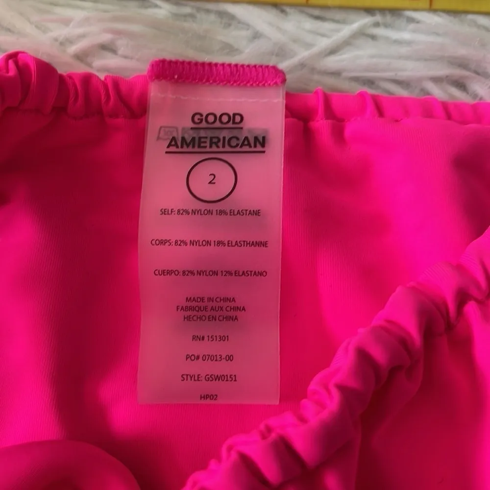 New Good American Women’s tiny ties bikini bottom in hot pink002 size Medium - Image 7