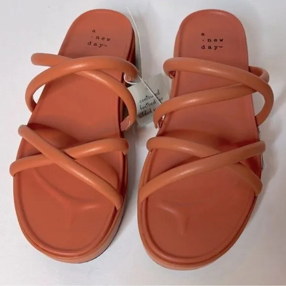 Dory Platform Heel Strappy Platform Sandals Apricot Orange Size 12 New - Image 2