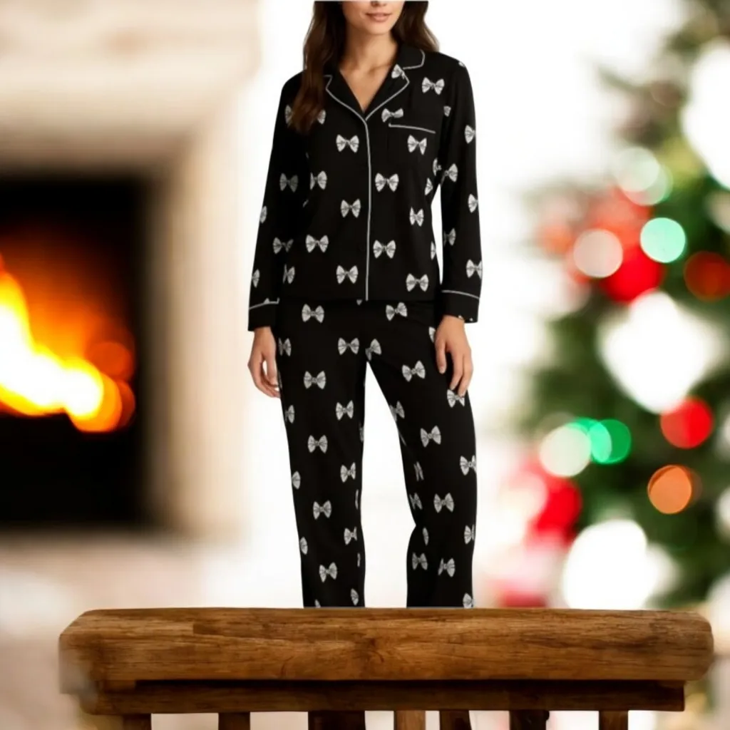 Kate Spade  Black/White Bows Pajama Set, NWT - Image 3
