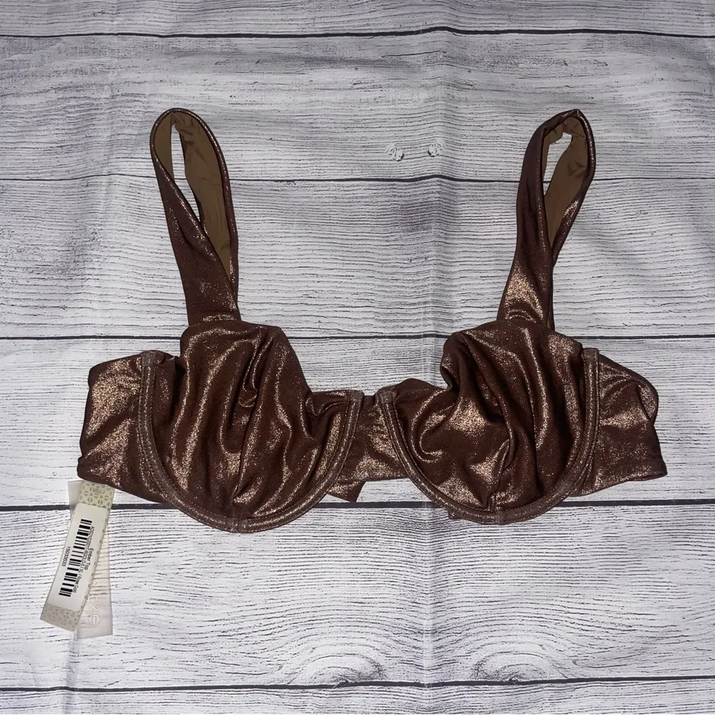 NWT Devon Windsor Swim x Alexis Rose Gold Bikini Brown Size L - Image 9