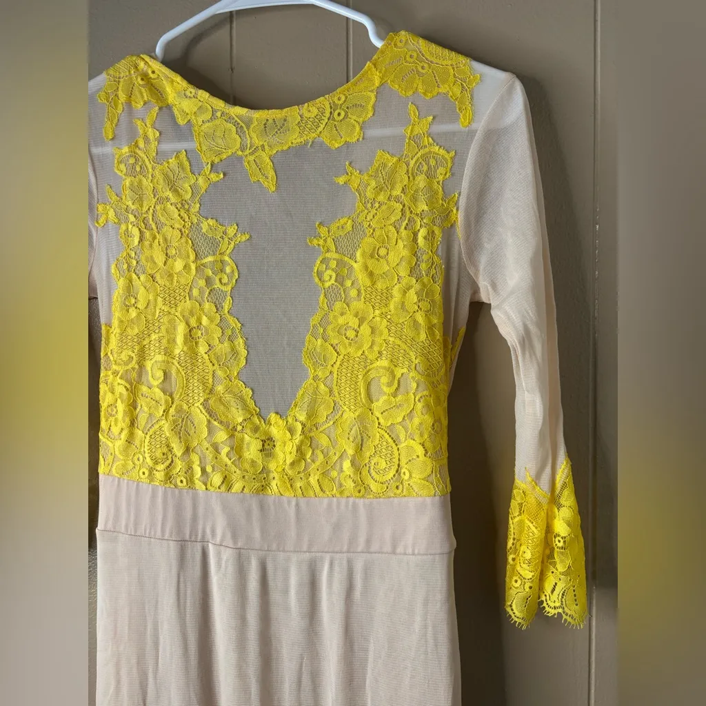 We Are HAH Free People Take A Bow Reversible Cocktail Dress Size Small Yellow - Image 4