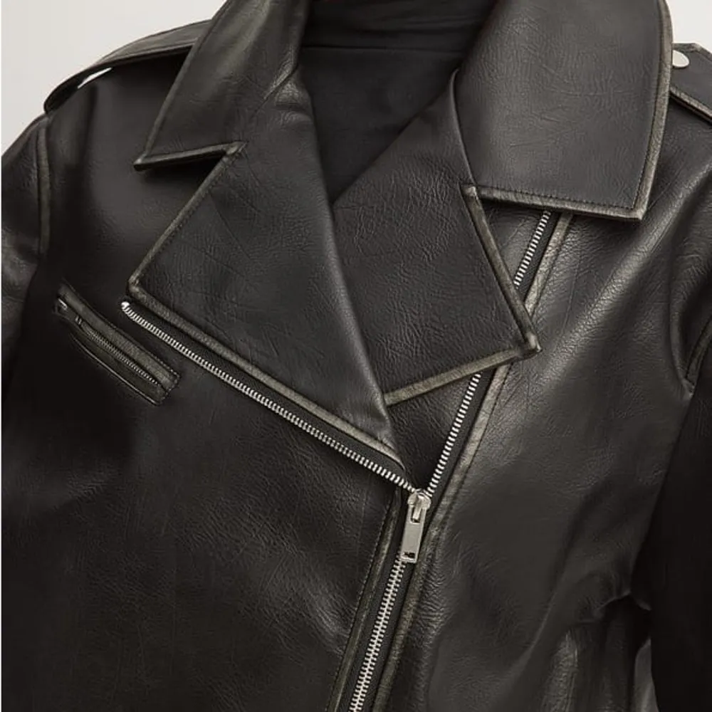 Leather Biker Jacket Black Size 6 - Image 8