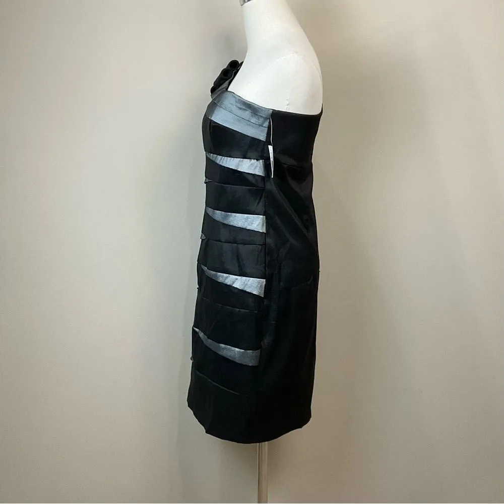 Scarlett One Shoulder Cocktail Dress Black And Silver Sleeveless Sz 8 NWT Social - Image 5