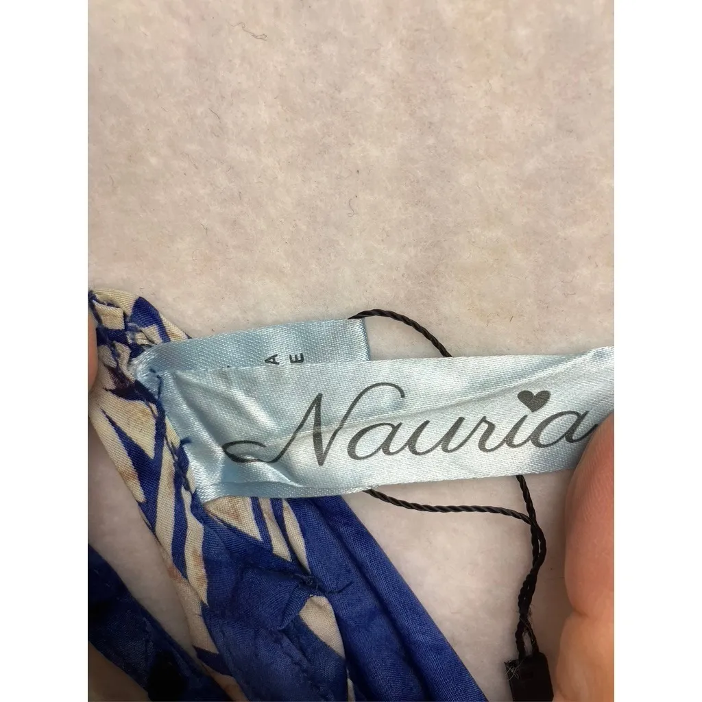 Nauria Maxi Dress Blue Floral Silk Viscose Halter Neck Tie Back One Size Size undefined - Image 9