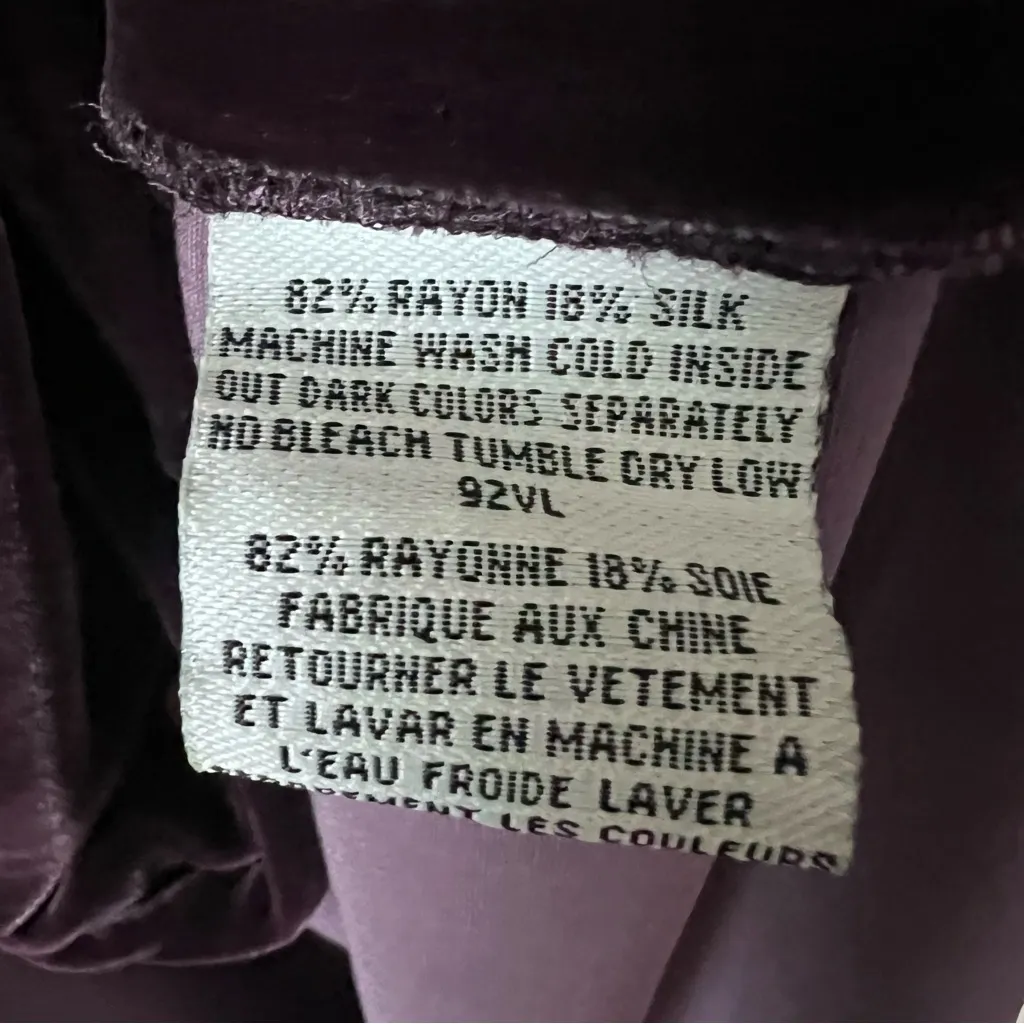 Eileen Fisher Plum Purple Silk Velvet Open Front Duster Cardigan Small - Image 5