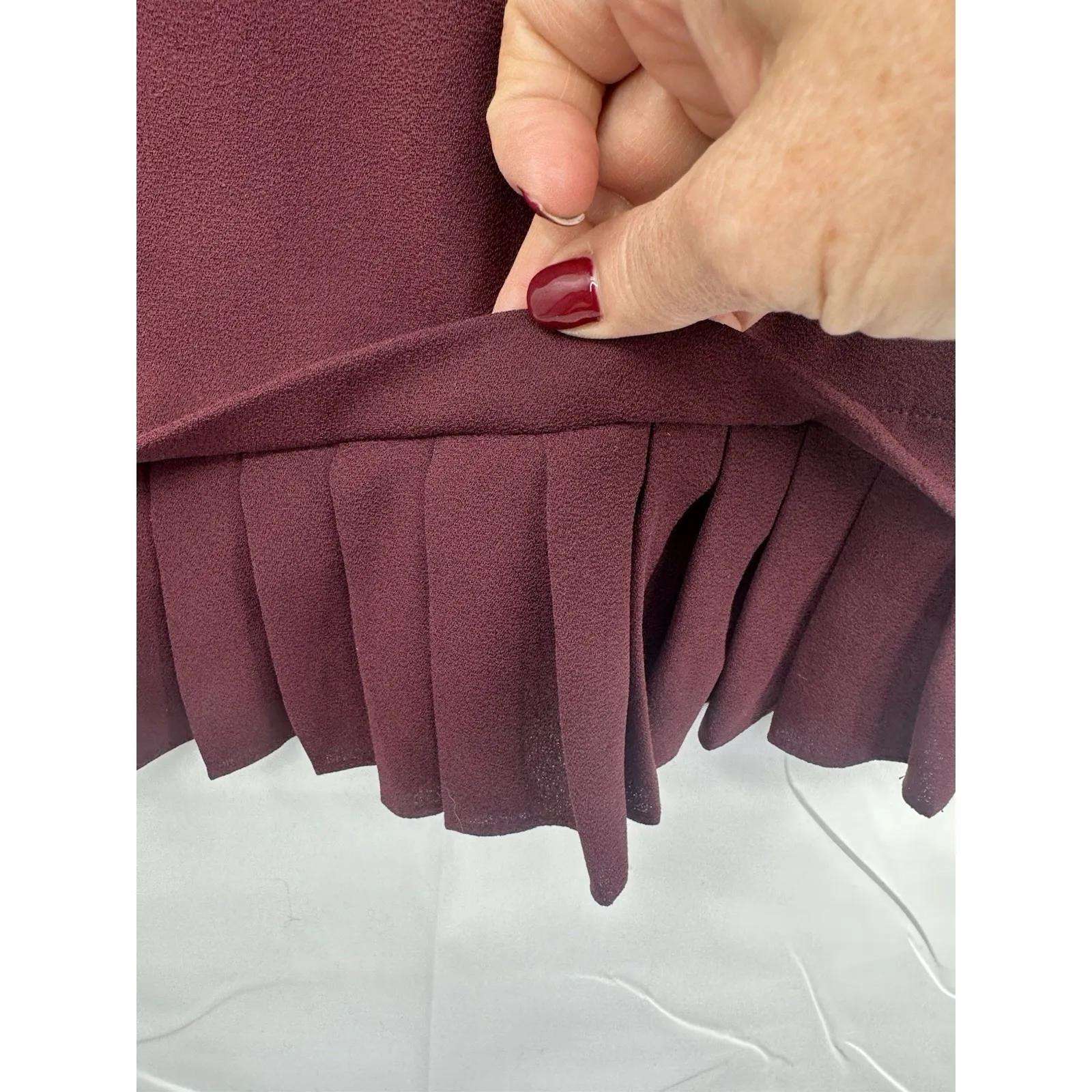 J Jill Womens‎ Blouse XS Burgundy Ruffle Pleated Hem Shirt Top 3/4 Sleeve Red - Image 5