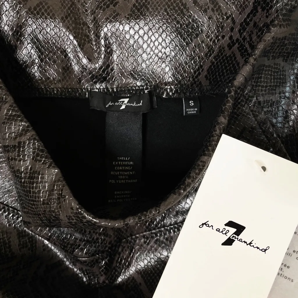 NWT 7 For All Mankind Faux Leather Snake Print Leggings - Image 5