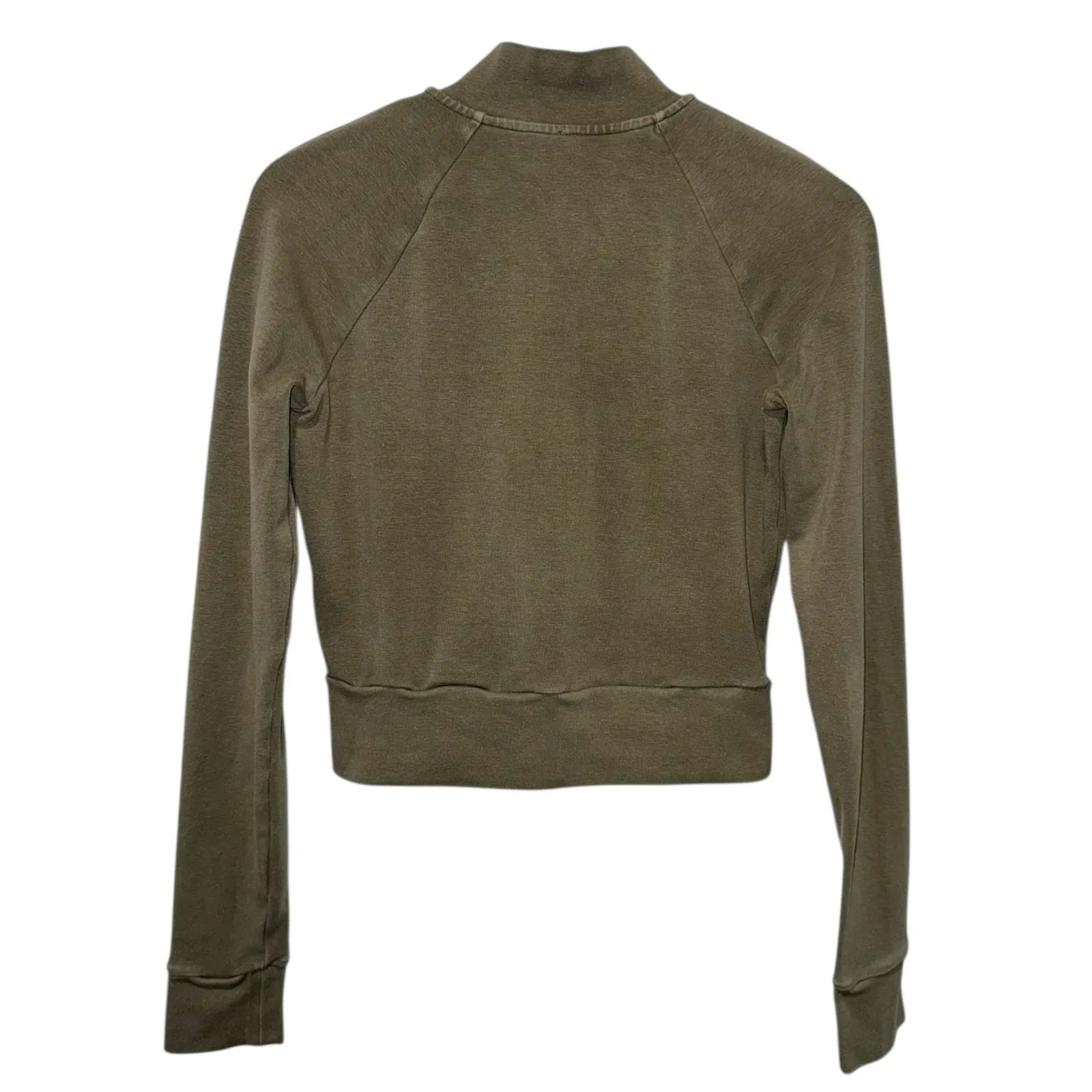 SKIMS Full Zip Outdoor Track Jacket Women Sz S Olive Green Cropped Fitted - Image 2