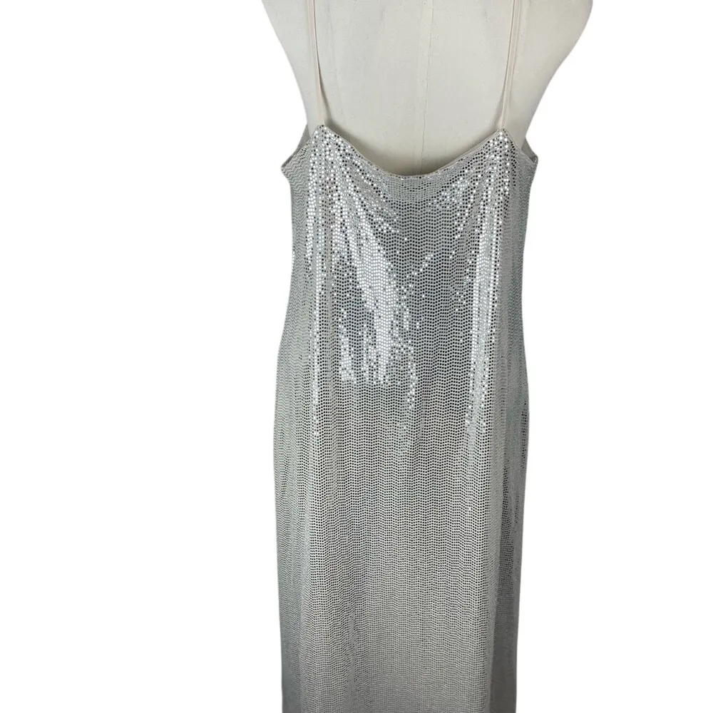 Anne Klein Silver Sequin Cowl Neck Midi Dress Large‎ NWT Holiday Cocktail - Image 7