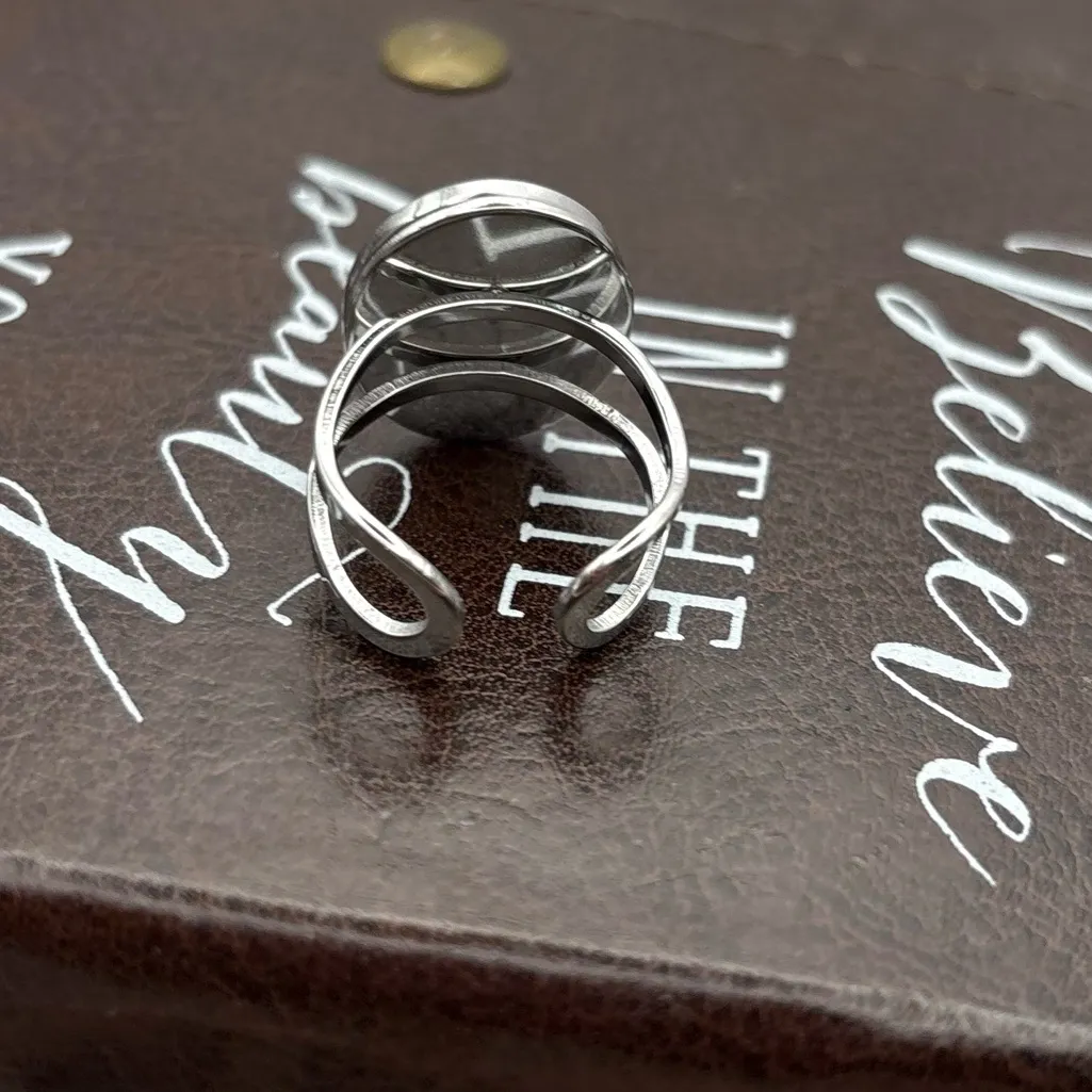 Amber Glass Ring – Handmade Adjustable Stainless Steel Band - Image 5