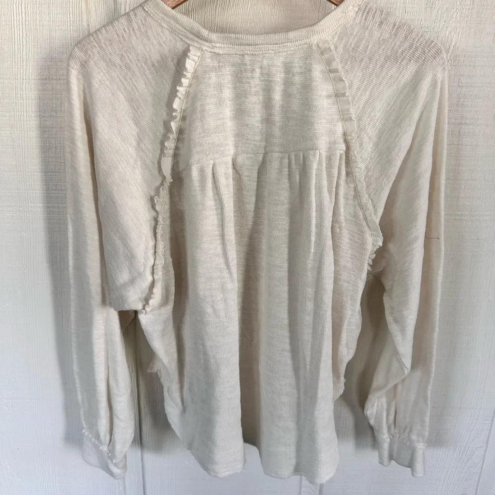 Anthropologie Pilcro Diana Women's Cream Pullover Ruffle Top - Image 3
