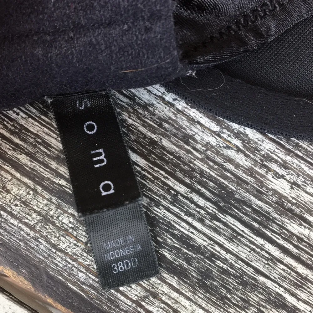 SOMA Black Floral Cup Unlined Underwire Bra 38DD - Image 7