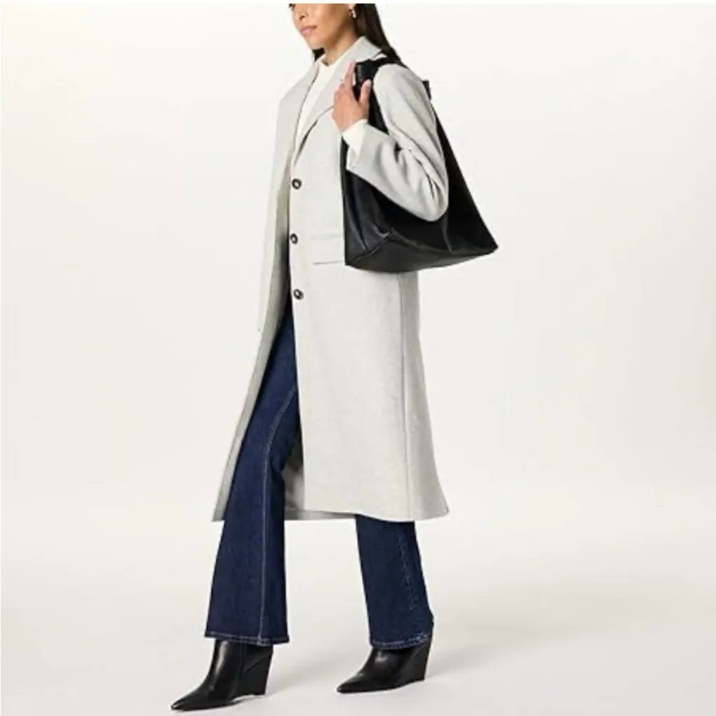 The Drop Long Gray Coat 2XL | Button Front | Minimal Chic | Plus Size Size XXL - Image 3