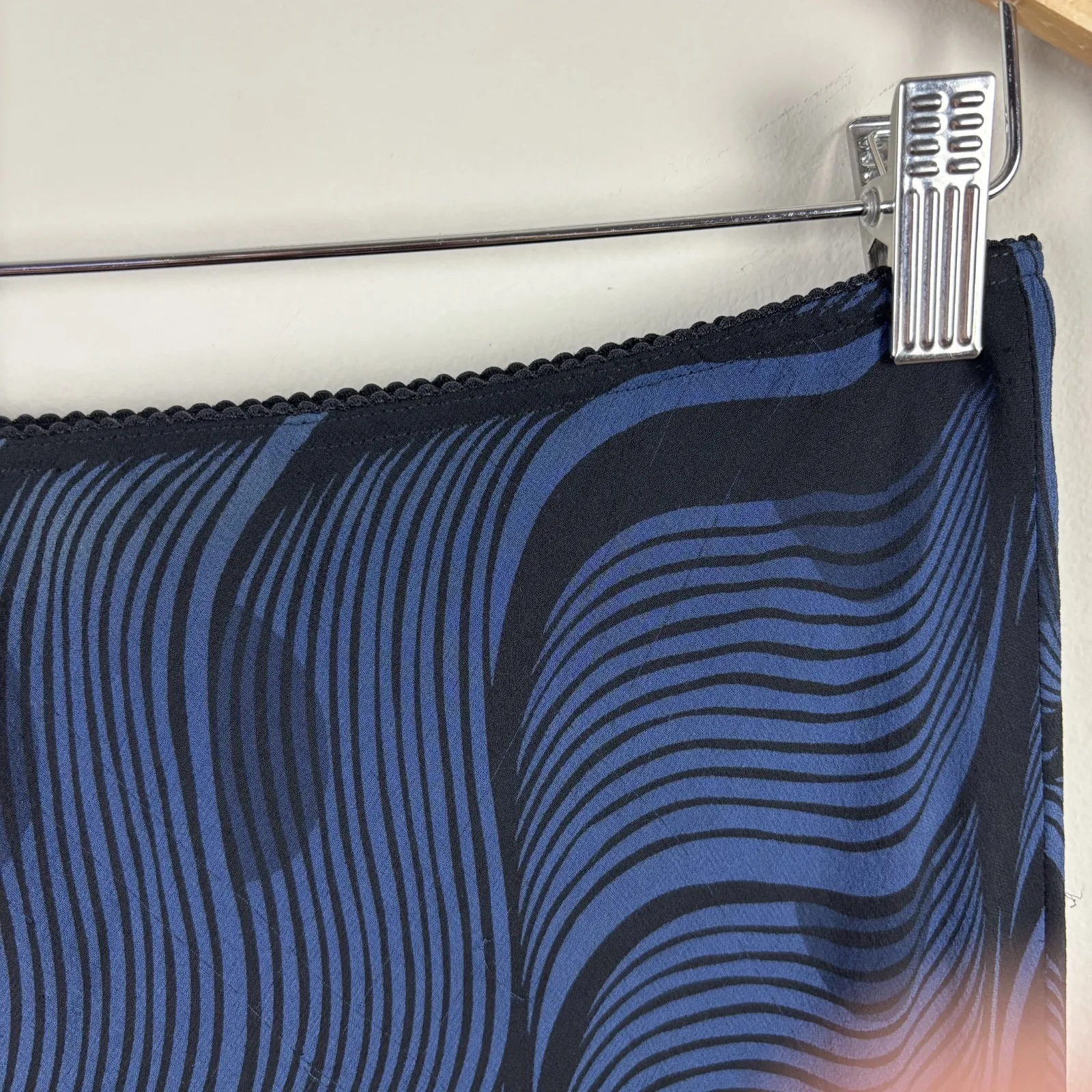 Vintage Express Maxi Skirt Womens Medium Blue Black Silk Slip Y2K Whimsigoth 90s - Image 3