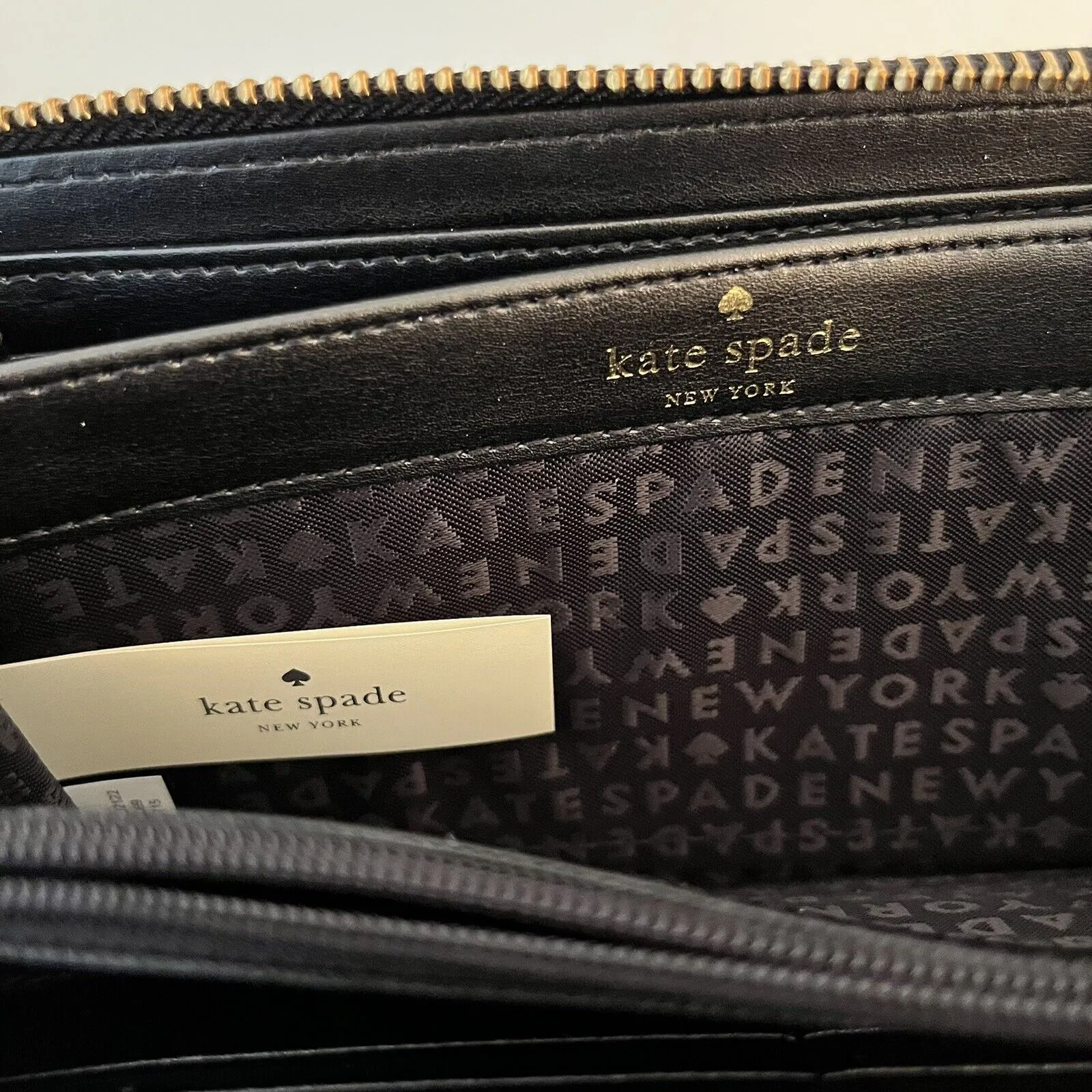 Kate Spade Zip Around Organizer Clutch Wallet Navy and Cream Stripe— Color‎ Flaw - Image 6