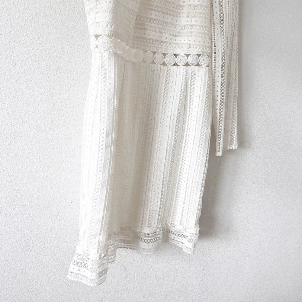 Bardot Vivian Long Sleeve Wedding Cocktail Lace Mini Dress in White - Image 4