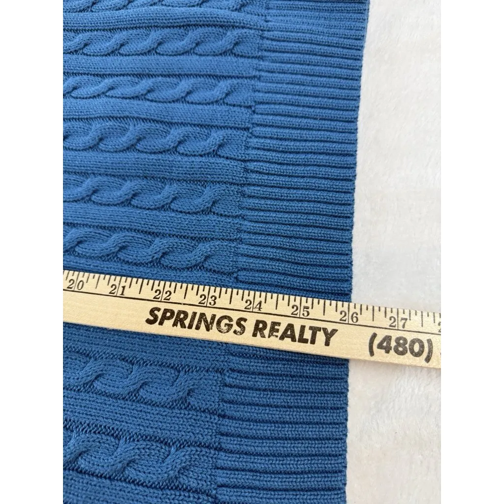 Vintage LL Bean Cable Knit Cardigan Women’s XL Blue Teal Short Sleeve Button Y2K - Image 7