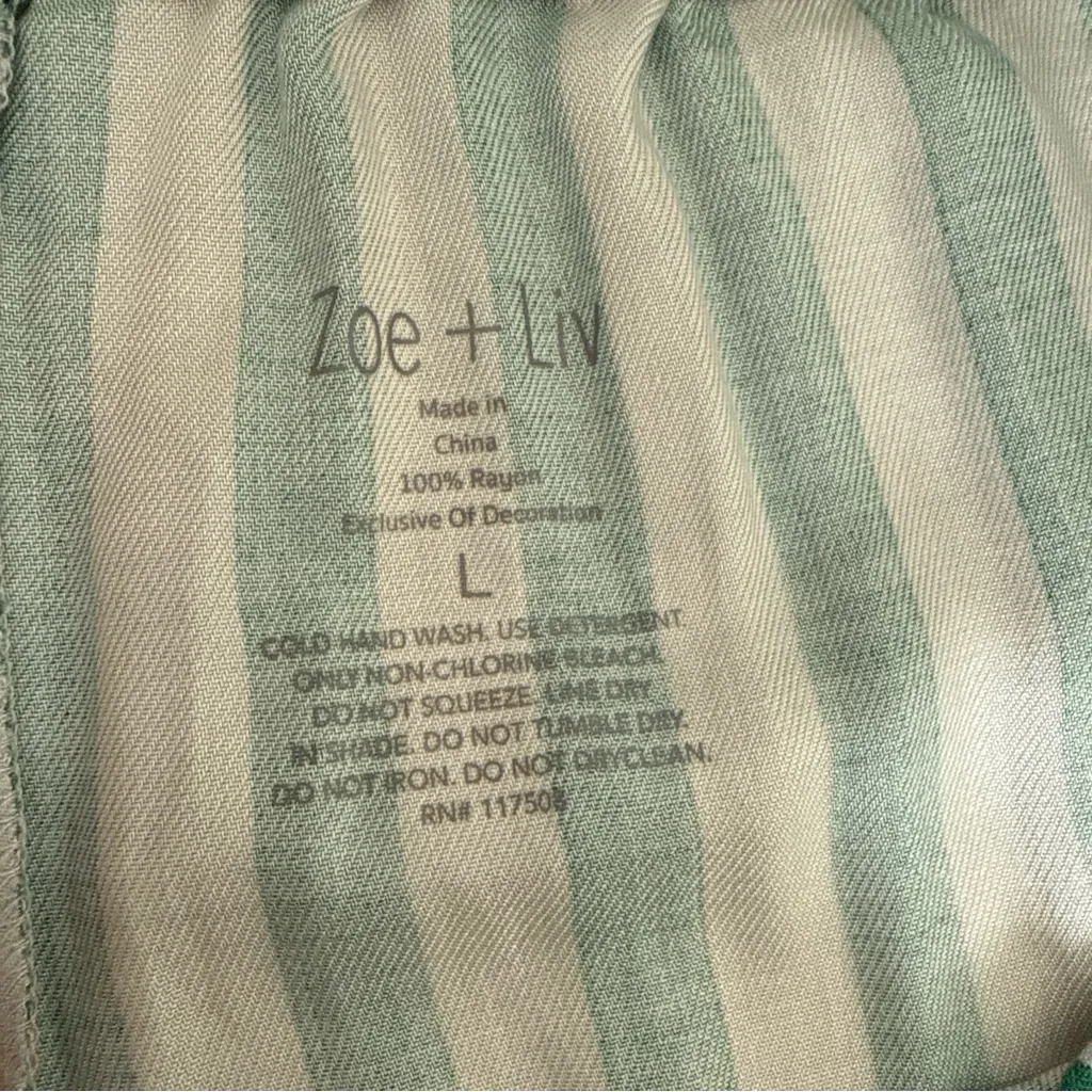 ZOE + LIV Malibu Tennis Club Graphic Green White Striped Shorts Size L NWT $17 - Image 7